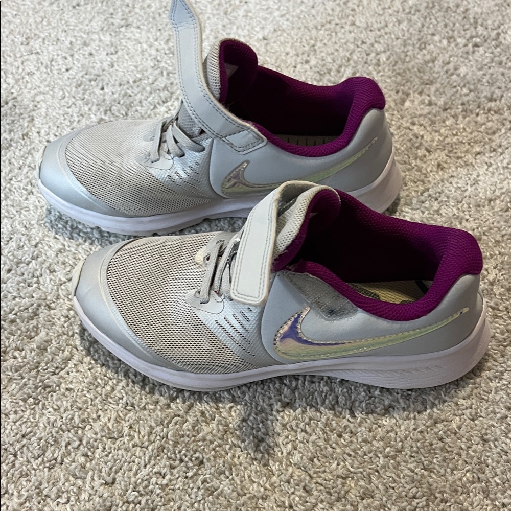 Nike Kids Silver and Purple Athletic Shoes
